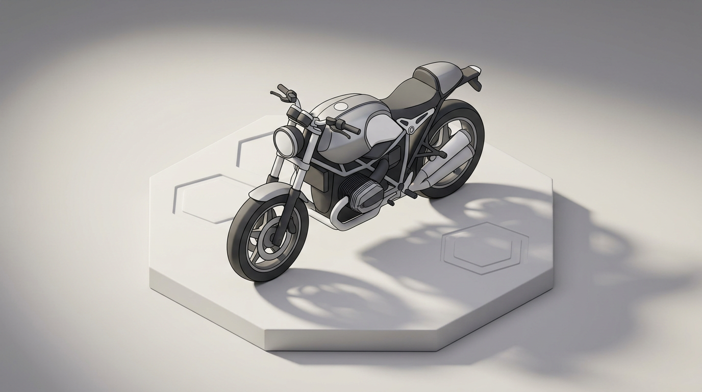 バイク本体のイメージを示すデフォルメイラスト（2.5Dアイソメトリック）