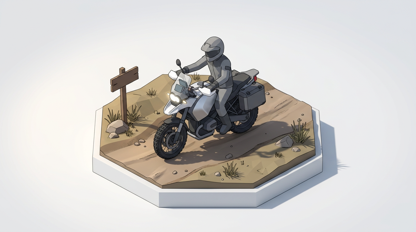 バイク本体のイメージを示すデフォルメイラスト（2.5Dアイソメトリック）