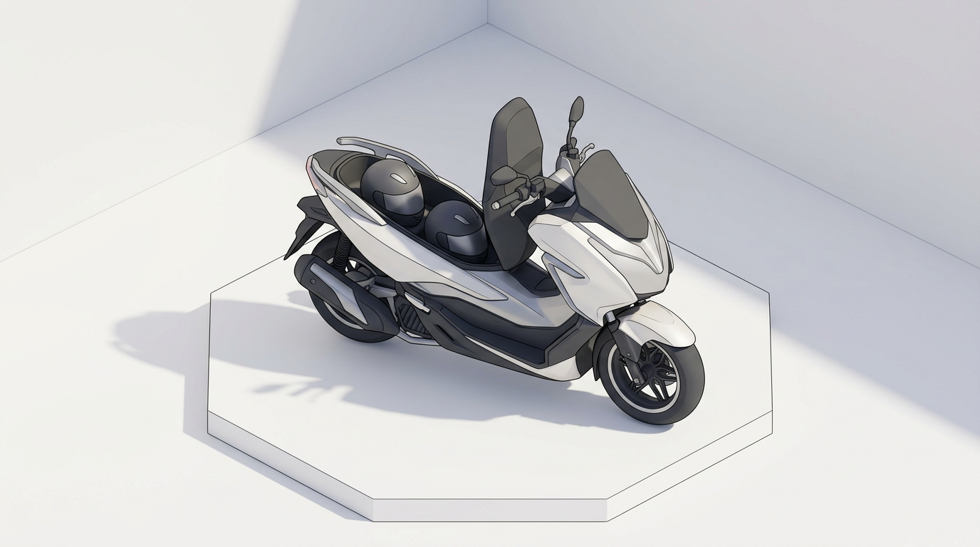 バイク本体のイメージを示すデフォルメイラスト（2.5Dアイソメトリック）
