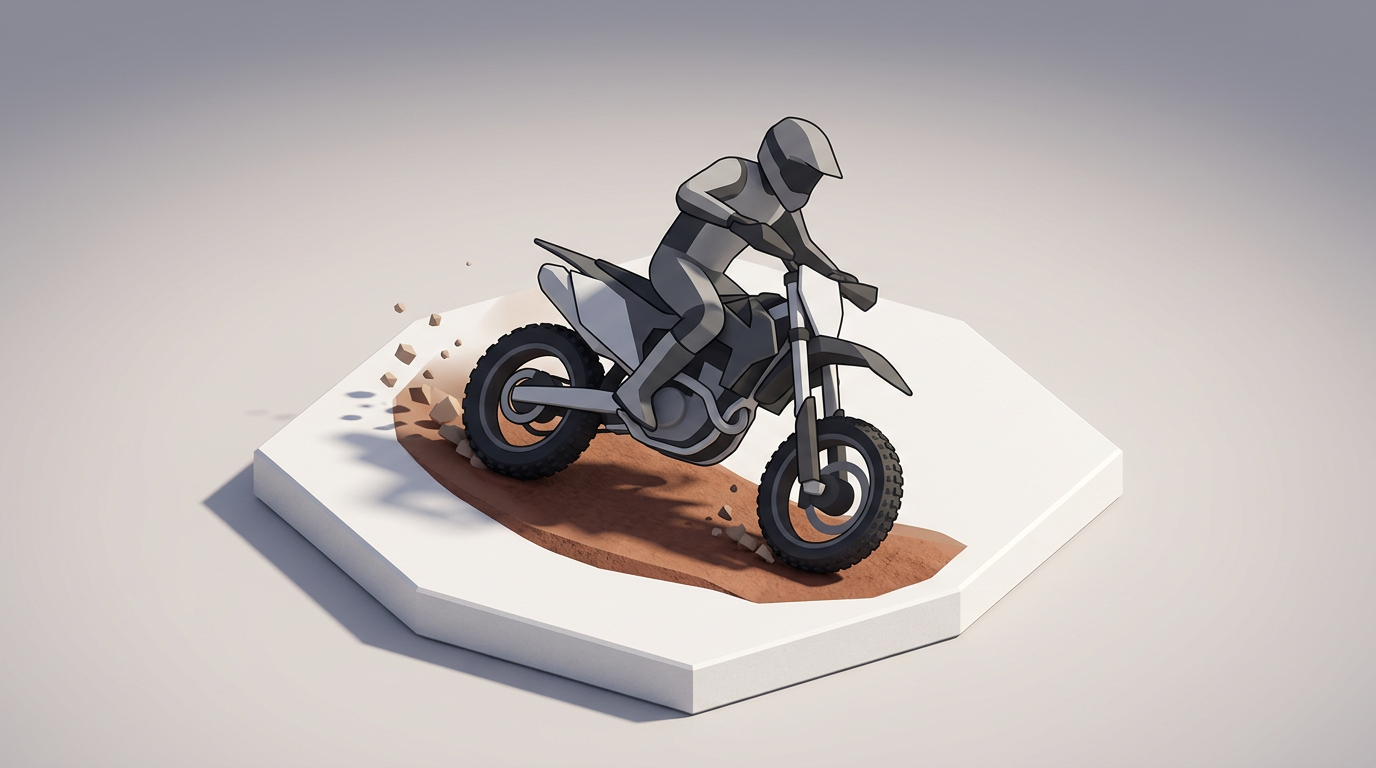 バイク本体のイメージを示すデフォルメイラスト（2.5Dアイソメトリック）
