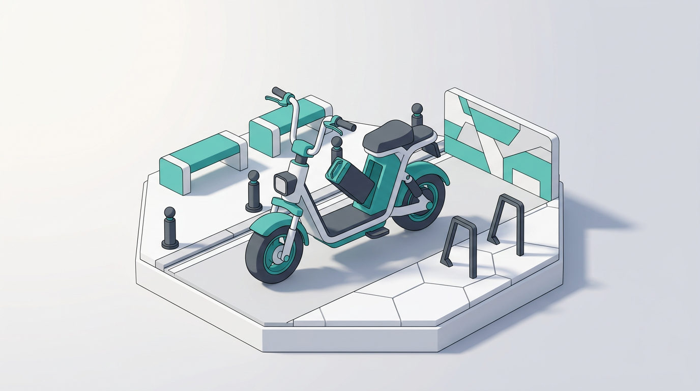 バイク本体のイメージを示すデフォルメイラスト（2.5Dアイソメトリック）